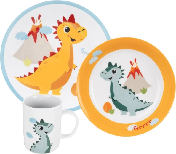 Okrągły dziecięcy zestaw obiadowy dino 3 szt.