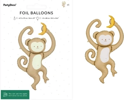 Foliowy balon małpka mix 51 × 88 cm