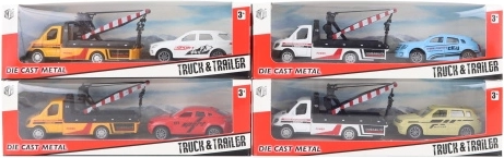 Metalowa laweta z autem – 4 warianty kolorystyczne