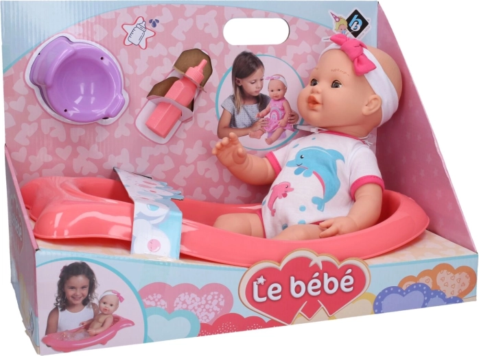 Sikająca lalka z wanienką 41 cm