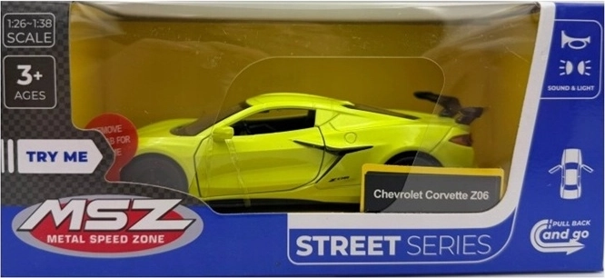 MSZ Chevrolet Corvette C8 ze światłem i dźwiękiem, żółty