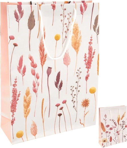 Papierowa torba prezentowa z motywem kwiatowym 25 × 8,5 × 34 cm, mix