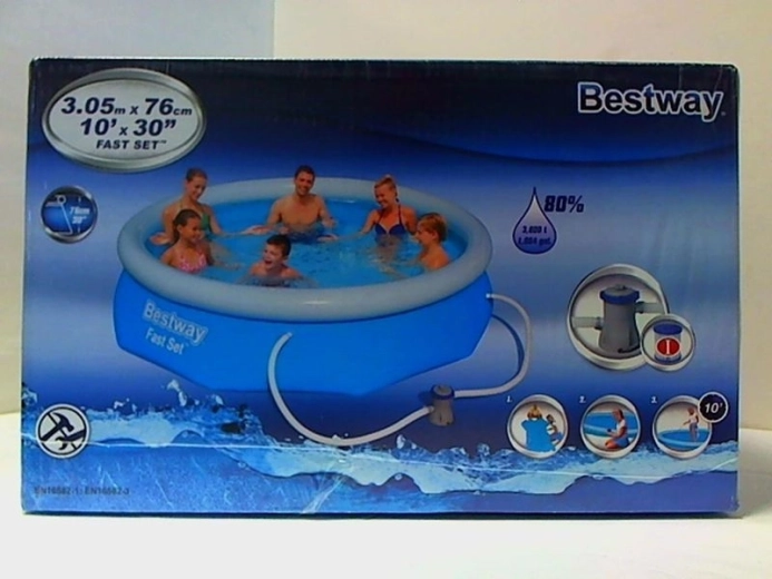 Bestway Fast Set basen samonośny z nadmuchiwanym kołnierzem 300 × 76 cm z pompą filtrującą