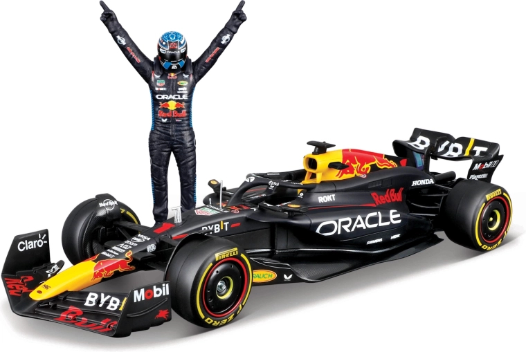 Model Bburago Formuła 1 Oracle Red Bull Racing RB20 2024 z figurką Max Verstappen 1:24