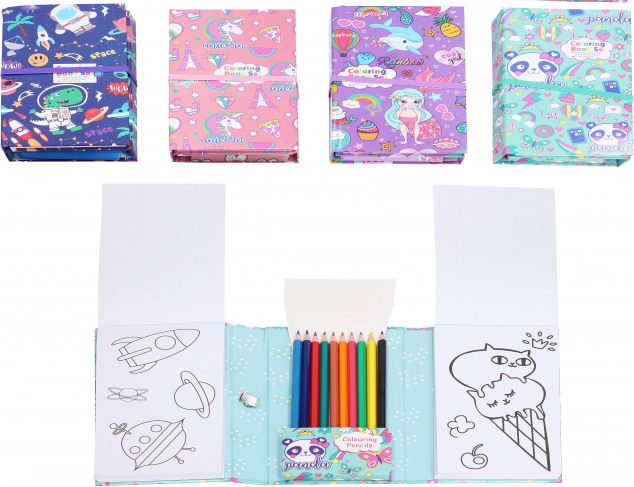 Kolorowanki podróżne 2x30 kartek + 10 szt. kredek