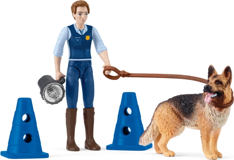 Kieszonkowy zestaw do zabawy Schleich – policyjna akcja z psem