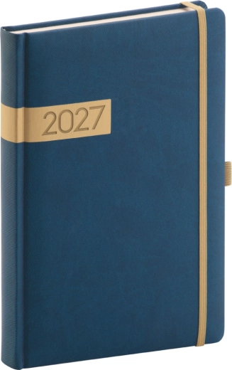 Notique terminarz dzienny Twill 2027 niebiesko-złoty 15 × 21 cm