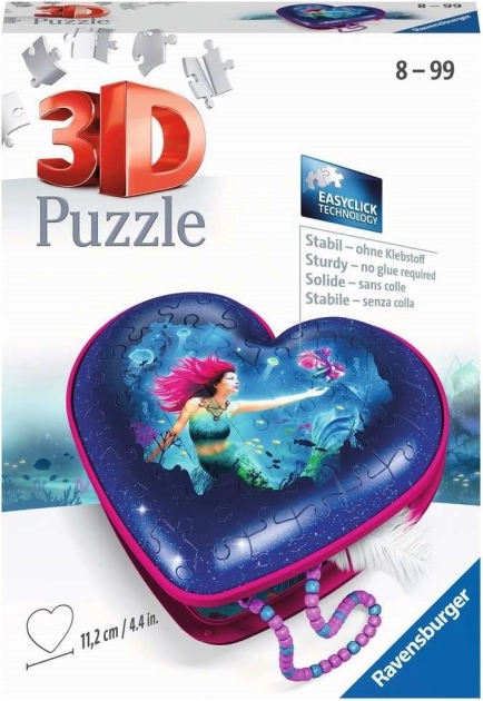 RAVENSBURGER 3D puzzle serce syrenka – szkatułka na biżuterię, 54 elementy