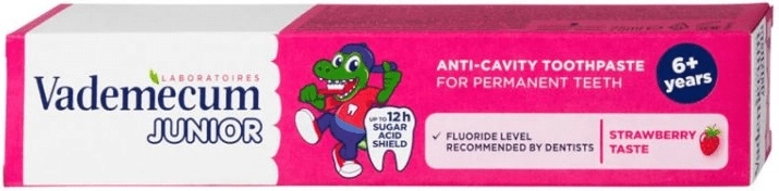Vademecum Junior dziecięca pasta do zębów truskawka 6+ 75 ml