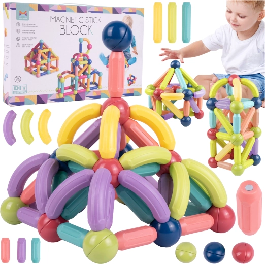 Magnetyczna konstrukcja: stópki i rureczki, 120 elementów