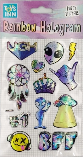 Holograficzne naklejki Alien z tęczowym efektem