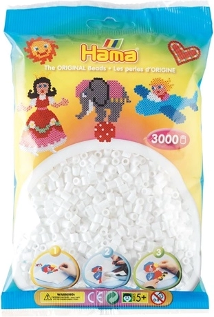 Hama Midi koraliki do prasowania białe 3000 szt. w wiaderku