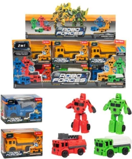 Mini transformujące auto/robot plastik 9 cm, 4 kolory