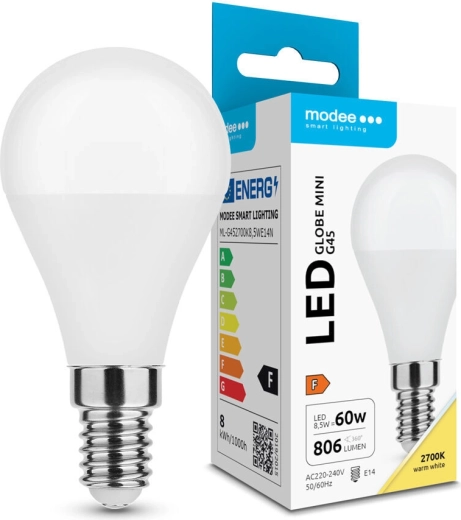 Modee LED żarówka Globe Mini G45 8,5 W E14, 806 lm, ciepła biel