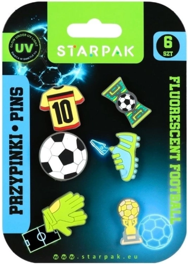 Gumowe odznaki Football fluo - 6 sztuk