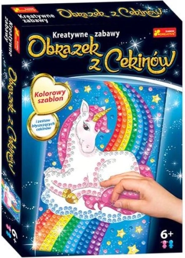 Cekinowy obrazek jednorożec - 1 sztuka