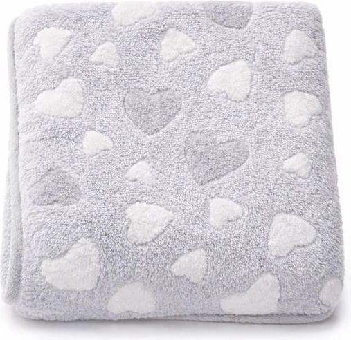 Kocyk dziecięcy New Baby w serduszka, szary 80 × 90 cm