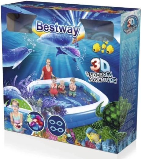 Bestway 3D podwodna przygoda dmuchany basen dziecięcy z okularami i kryształkami