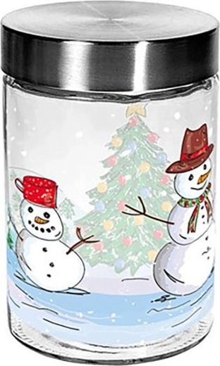 Szklany słoik na ciastka TORO 1100 ml z bałwankiem