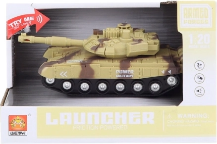 Beżowy czołg na baterie ze światłami i dźwiękami