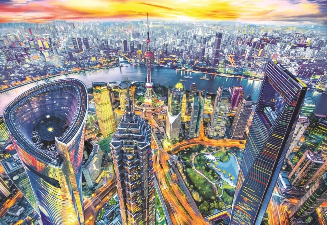 Puzzle Widok na Szanghaj 2000 elementów