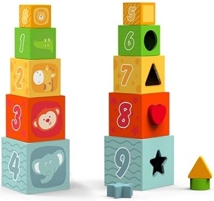 Drewniana układanka wkładanka klocki BABU