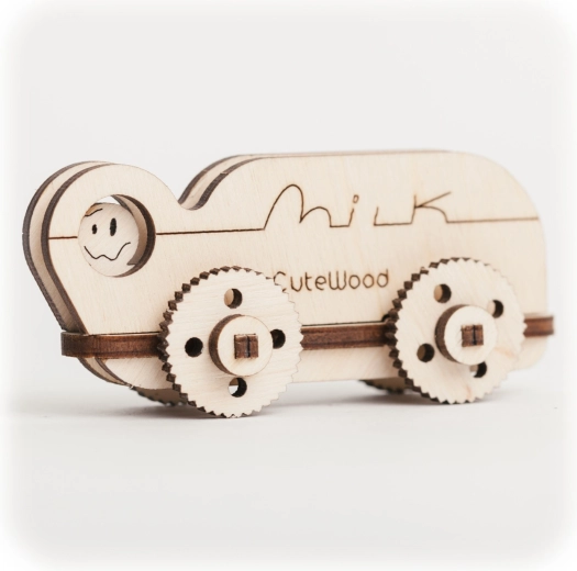 CuteWood drewniane puzzle 3D – ciężarówka z mlekiem