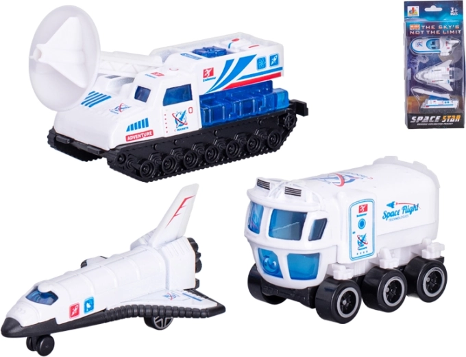 Metalowe pojazdy kosmiczne na napęd pchany – zestaw 3 szt.