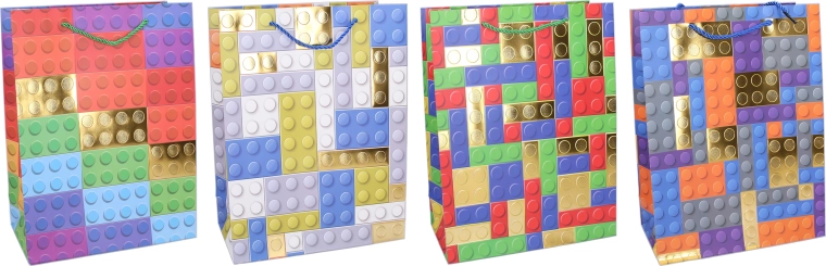 Torba prezentowa L 31 × 40 × 12 cm – dziecięca, kolorowe klocki