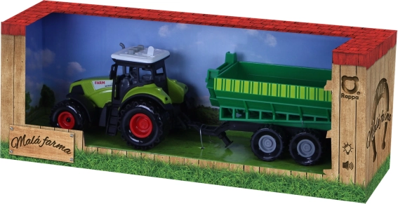 Plastowy traktor ze światłem i dźwiękiem z przyczepą – Moja mała farma