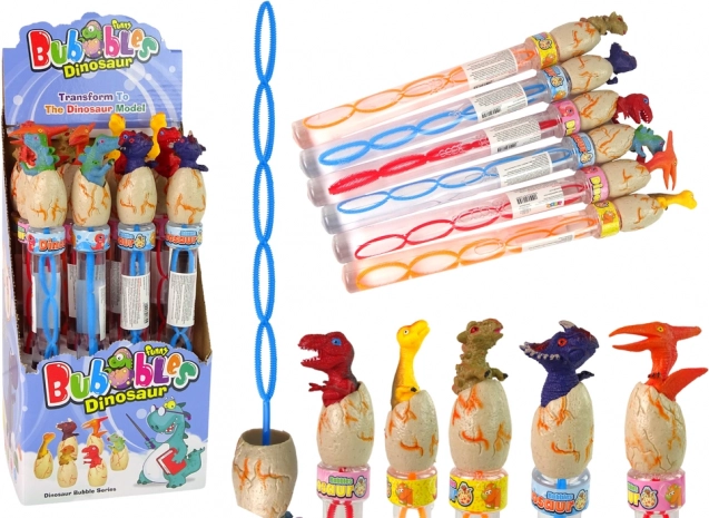 Bańki mydlane z motywem dinozaurów 34 cm – różne kolory