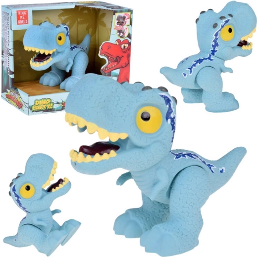 Niebieska figurka dinozaura welociraptora z ruchomymi kończynami