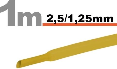 Żółta koszulka termokurczliwa 2,5/1,25 mm