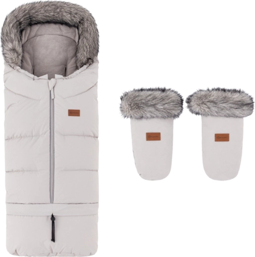 Petite&Mars zimowy śpiworek Arctic 4w1 z rękawicami do wózka Fjora Champagne Shower