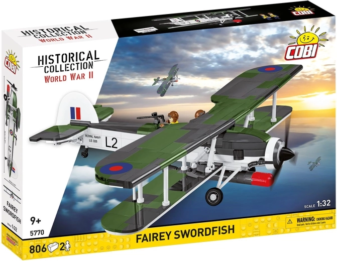 Cobi WWII Fairey Swordfish zestaw konstrukcyjny samolotu 1:32 (806 elementów, 2 figurki)