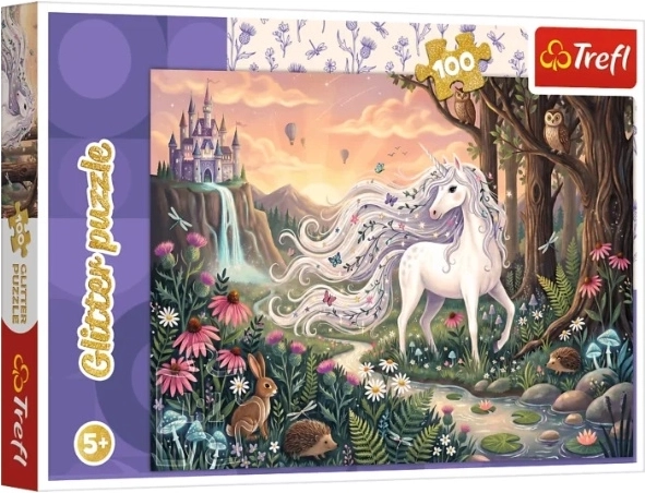 Puzzle dziecięce Glitter Tęczowy blask jednorożec 100 elementów - 1 szt.