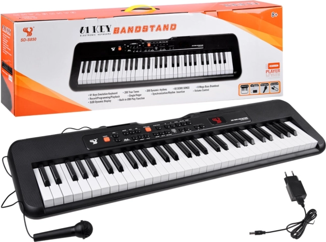 Elektroniczny instrument klawiszowy 61 klawiszy z mikrofonem SD-S850
