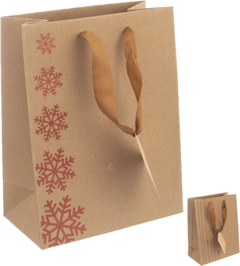 Prezentowa papierowa torba – płatek śniegu, mix 26 × 12,5 × 32 cm
