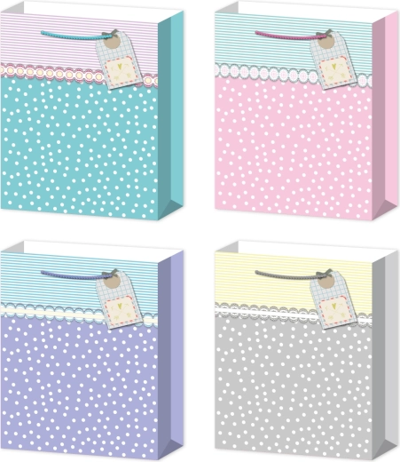 Torba prezentowa L pastelowa z bąbelkami