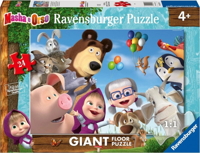 Ravensburger ogromne podłogowe puzzle Masza i Niedźwiedź (24 elementy)