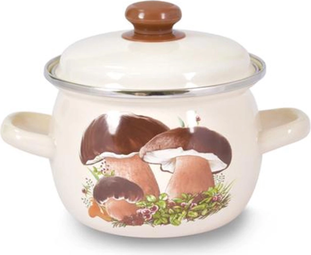 Emaliowany garnek z pokrywką TORO 2,5 l – grzyby