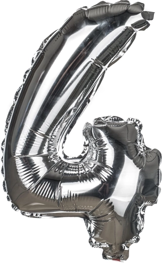 Balon foliowy cyfra 4, 30 cm – złoty lub srebrny