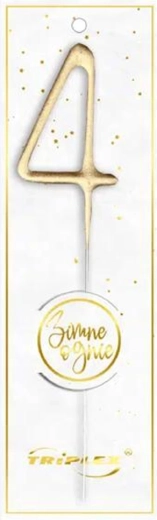 Zimny ogień cyfra 4, złoty 16,5 cm