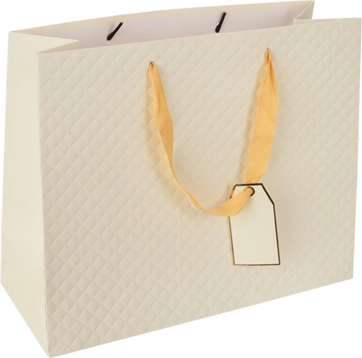 Prezentowa torba papierowa quilt beżowa 31 × 12 × 26 cm