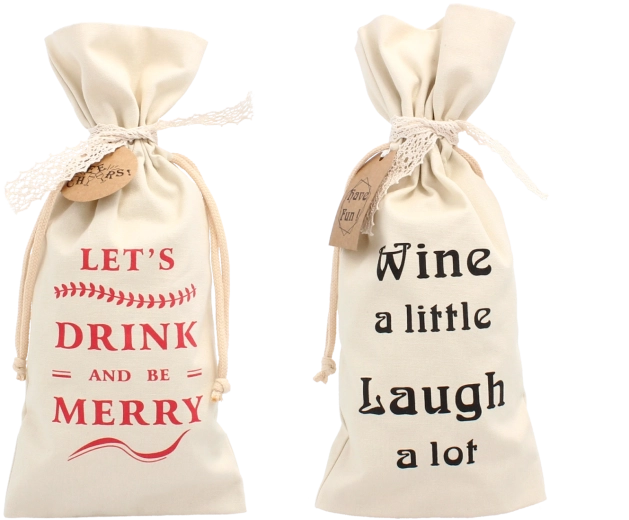 Kremowy woreczek prezentowy na butelkę 15 × 35 cm ze ściąganym sznurkiem (opakowanie 20 szt.)