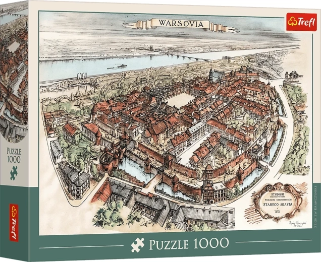 Puzzle Trefl „Projekt rekonstrukcji Starego Miasta, Warszawa 1951” – 1000 elementów