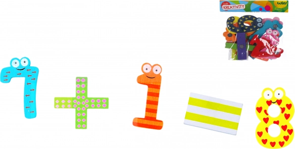 Drewniane magnetyczne cyfry – zestaw 14 szt.