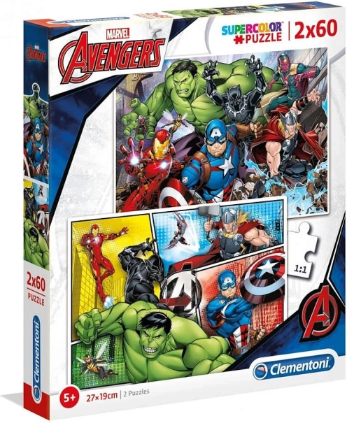 Puzzle 2x60 elementów Super Kolor - Avengers