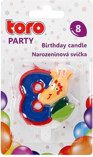 Świeczka tortowa cyfra 8 z żyrafą, do wbijania, 5 cm