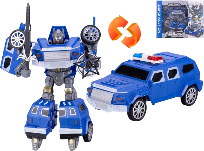 Policyjny samochód transformujący się w robota 31 cm
